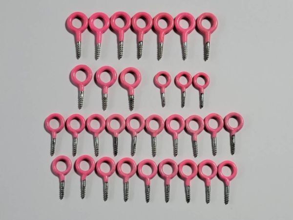 樹脂被膜 ピンク環ネジヒートン 4種類32個入り DIY用品 日曜大工 ハンドメイド 新品未使用品 デッドストック拍卖