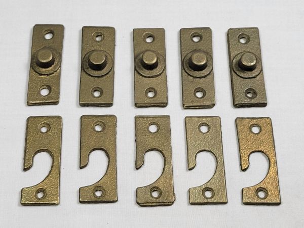 昭和レトロ 真鍮鋳物製 堀込式回転金具 本体、受け一式を5セット 未使用品 デッドストック拍卖