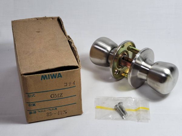 美和ロック(MIWA) ドアノブ把手一体タイプ OMZ 扉厚 33~42m シルバー色 未使用品 デッドストック拍卖