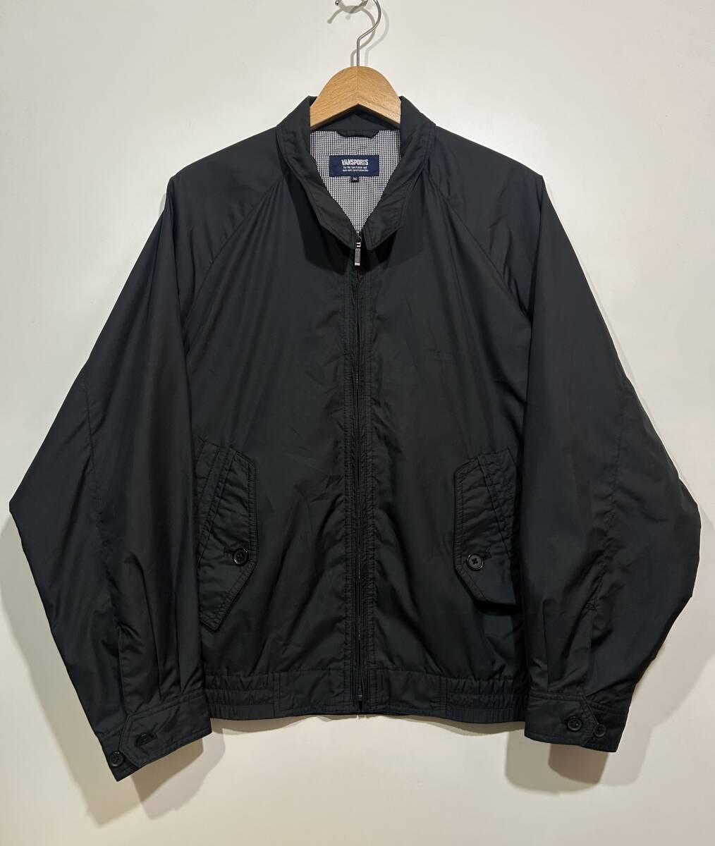 ★ VANSPORTS フルジップジャケット ジップアップ ブルゾン M ライトアウター 薄手 黒 ブラック 内ポケット付き拍卖