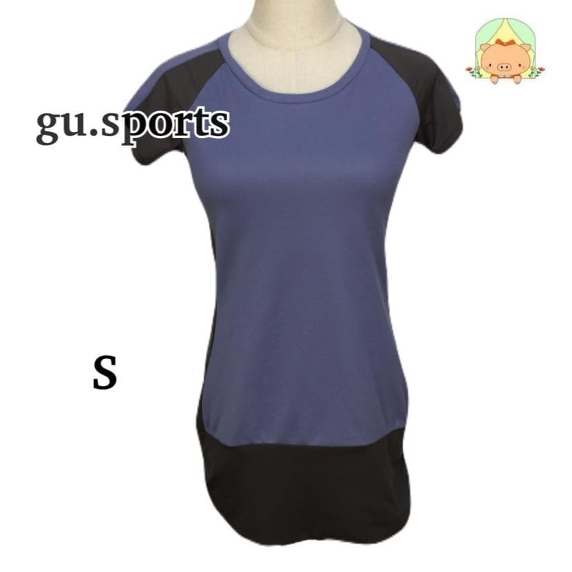 GU スポーツ 半袖Tシャツ Sサイズ パープル メッシュ素材 ランニング ぷーちゃんサポート CA0714拍卖