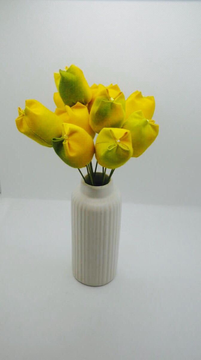 黄色地に緑のボカシ模様 布花 ハンドメイド 10本組 拍卖