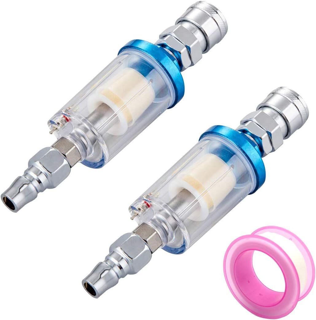 ウォーターセパレーター 2個入りセット オイルフィルター エアフィルター コンプレッサー 塗装 ガン 水分除去 G1 / 4 カプ拍卖