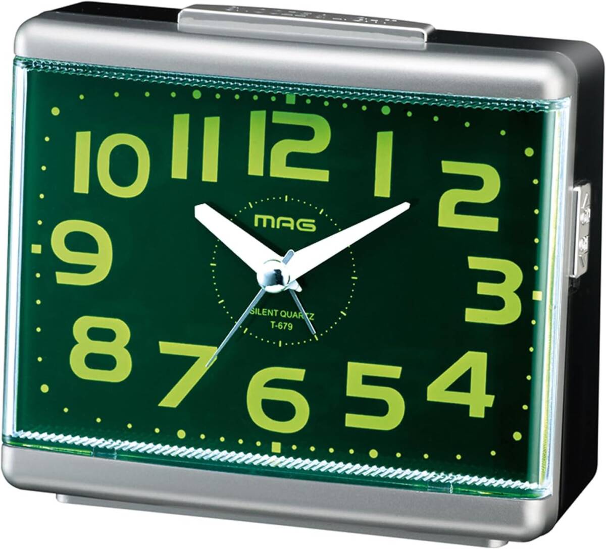 MAG(マグ) 目覚まし時計 置き時計 アナログ 見やすい 静音 連続秒針 電子音 アラーム スヌーズ ライト シルバー グッドモ拍卖