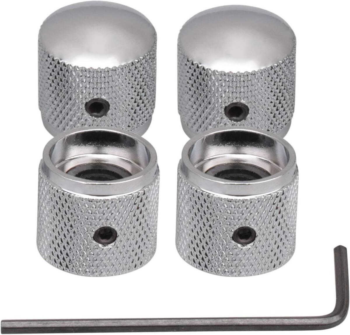 Yibuy 4 エレキギターやベース用ブロンズドームノブ クロム セットスクリュー 中空シャフト径:5.4 ミリメートル スプリッ拍卖