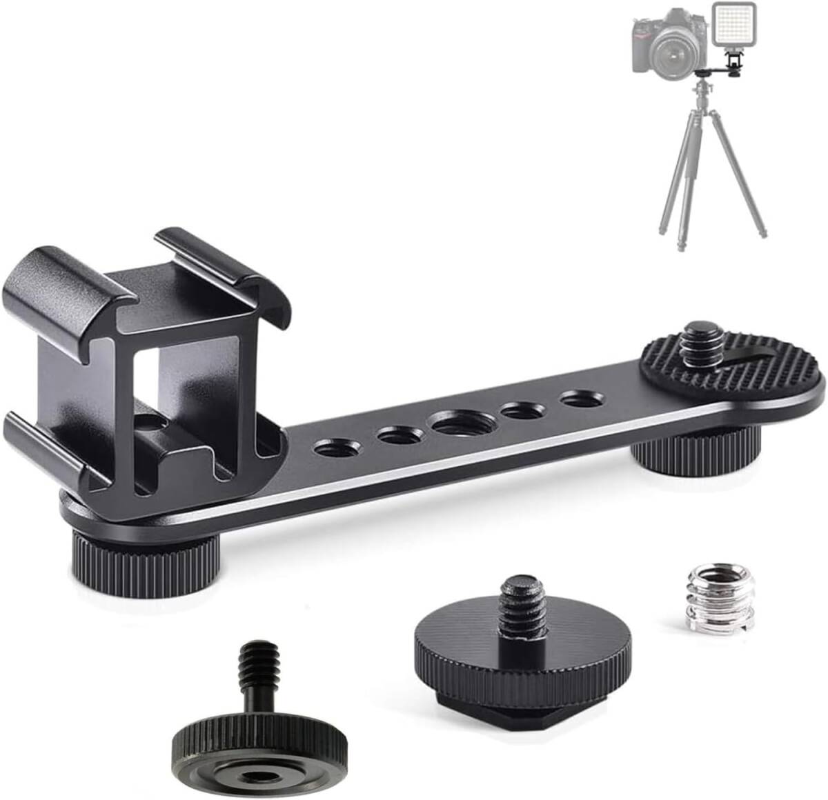 UTEBIT 3シューブラケット カメラ 1/4ネジ ホットシューマウント カメラ プレート コールドシューマウント アルミ製 カ拍卖