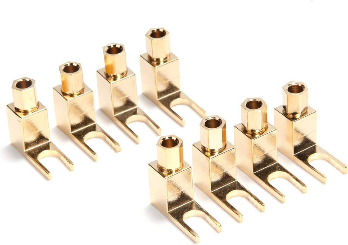 【WYVERN AUDIO 】Yラグ端子 /8本1組 L型 ソルダーレス (無ハンダ) バナナプラグをスペードプラグ(Yラグ) L拍卖