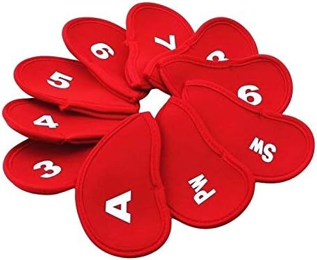 TSUCIA ゴルフクラブ 番手付 見やすい ヘッドカバー アイアンカバー 10枚セット レッド拍卖