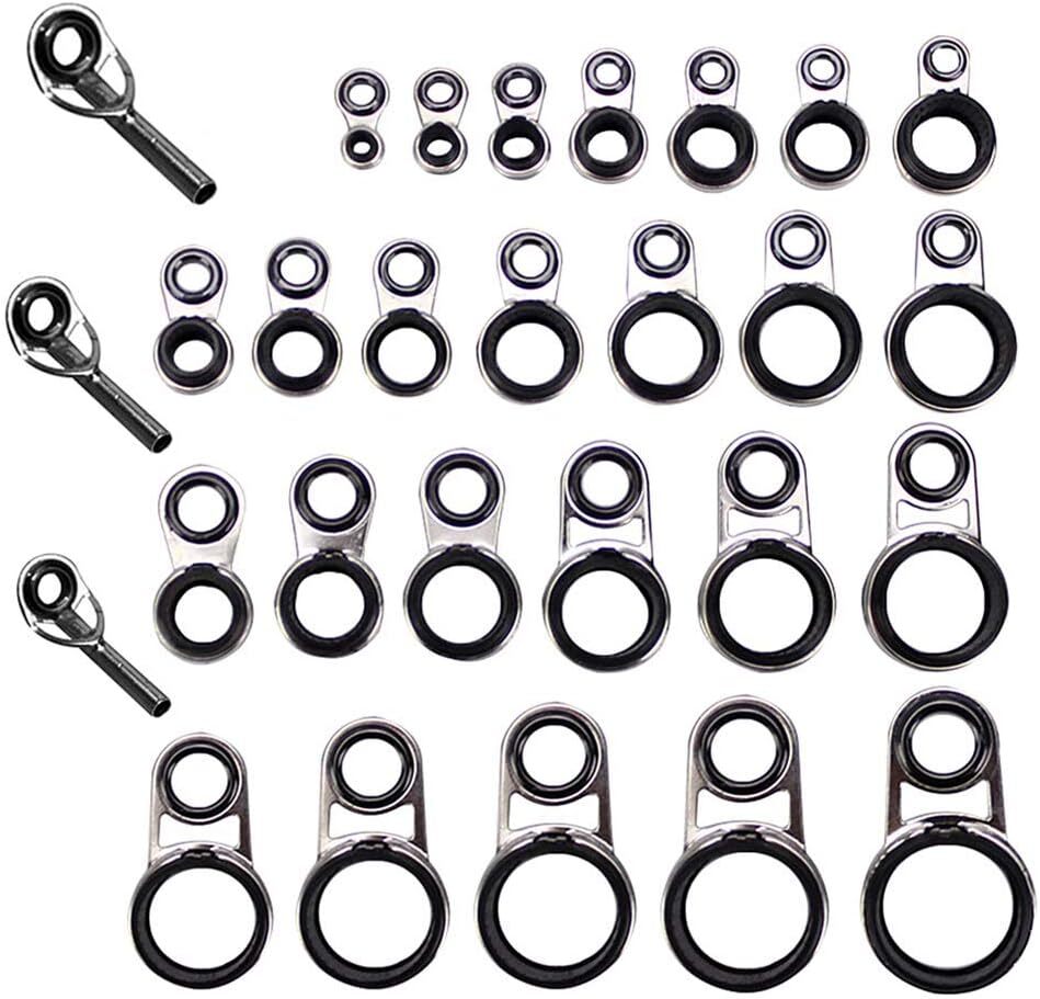LNJLQW 25点セット 釣竿 ロッドガイド アイリング セラミックリング ステンレス 釣り竿 釣り竿ガイド アイ 2.0mm~拍卖