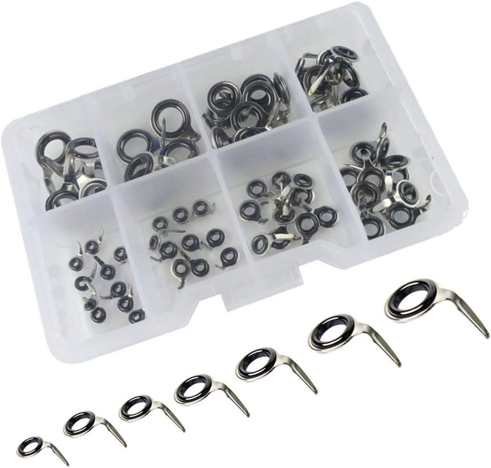 釣り竿ガイドリング 交換用ロッドガイド 釣竿 ロッドガイド アイリング ステンレスゼラミック製 修理セット ケース入れ 70点セッ拍卖