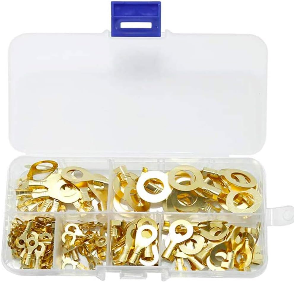 丸型端子 コネクタキット 真鍮 圧着ケーブル ワイヤ端子 丸型端子 銅ラグ リングケーブル ワイヤ端子 150個セット 汎用 防水拍卖