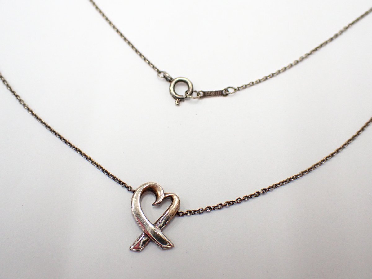 TIFFANY&Co. SV925 ラヴィングハート ネックレス 2.4g 42㎝ ティファニー シルバー拍卖