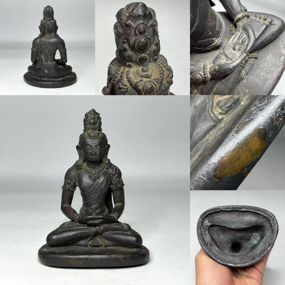 時代物 旧家整理品 17世紀 チベット 古銅仏坐像 古物保証(朝鮮高麗李朝 金銅 仏像 仏教美術 香道具 文房具 唐物 中国美術 骨董品)拍卖