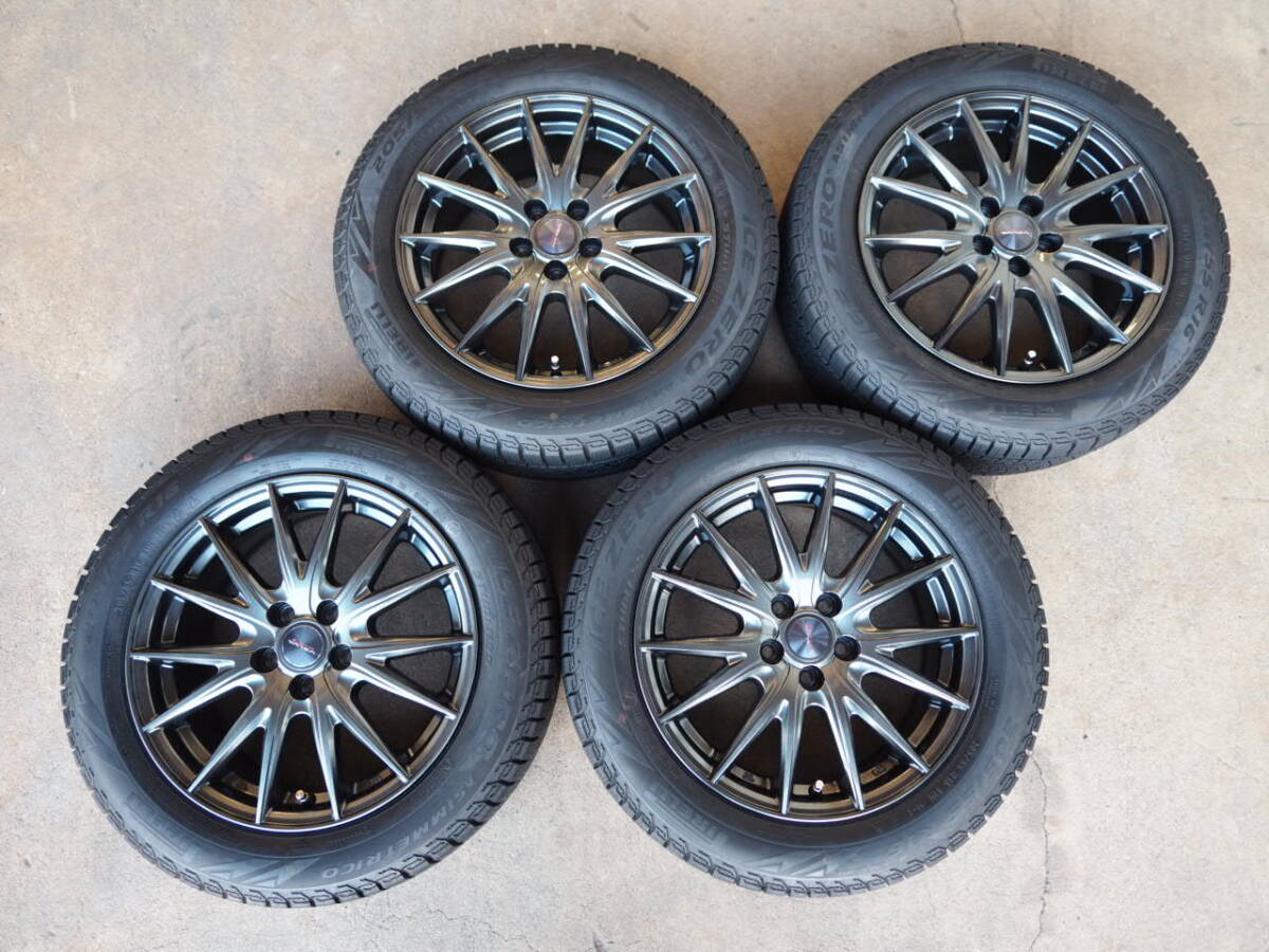 P358 送料無料 ウェッズ 6.5Jx16 +47 PCD100 5穴 205/55R16 4本9分山 スタッドレス カローラ 86 ウィッシュ インプレッサ拍卖