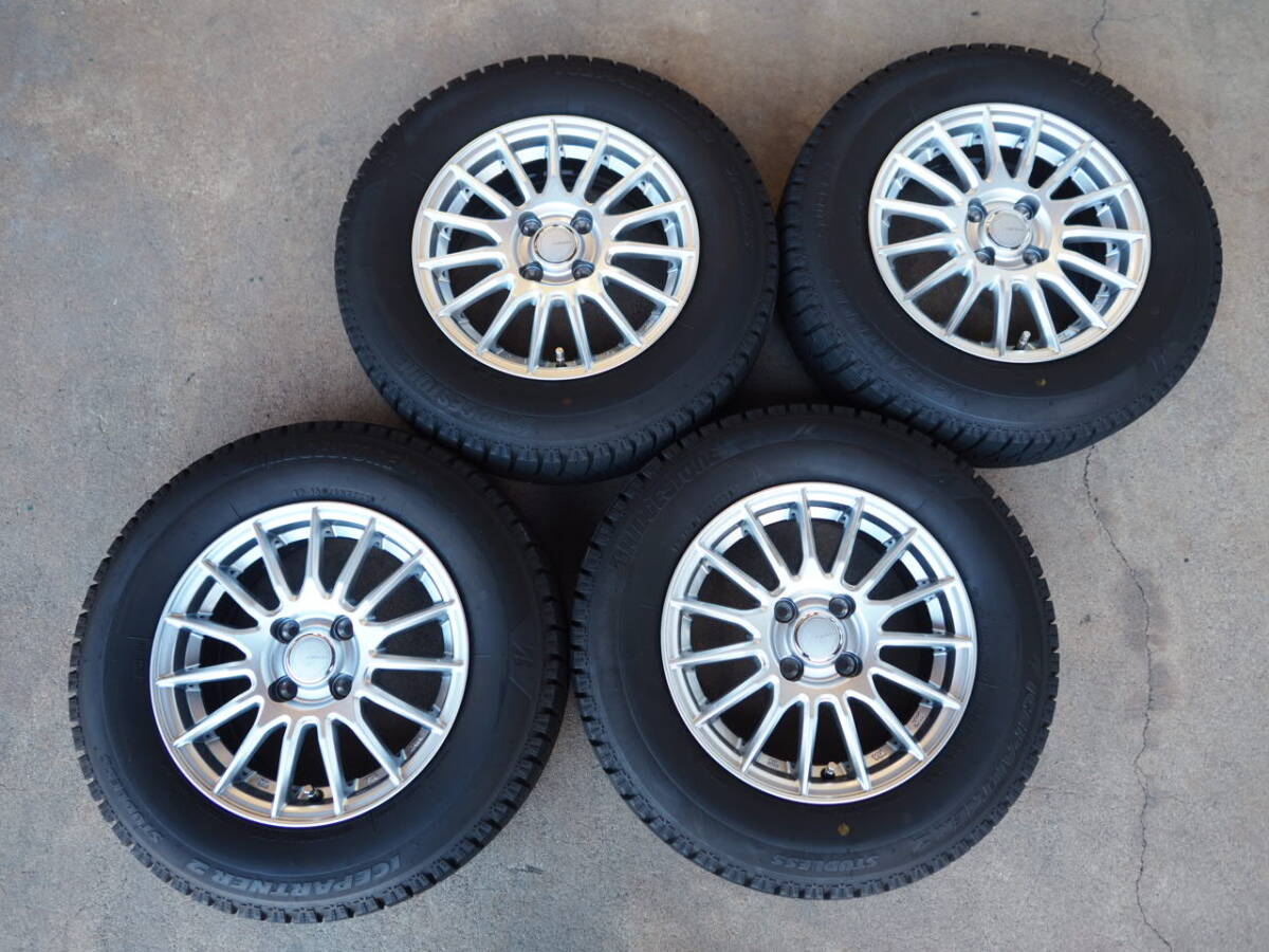 P371 送料無料 GRASS 5.5Jx14 +38 PCD100 4穴 185/70R14 88Q 4本8分山 スタッドレス カローラアクシオ スパシオ ノート拍卖