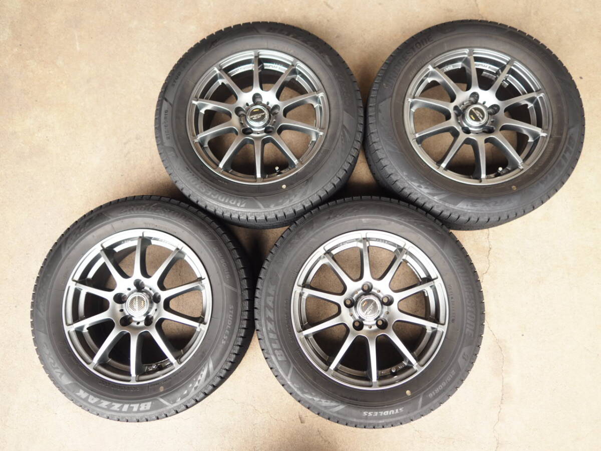 P401 送料無料 エーテック 6.5Jx16 +38 PCD114.3 5穴 215/60R16 4本8分山 2024年製BS VRX3 クラウン マークX カムリ エスティマ拍卖