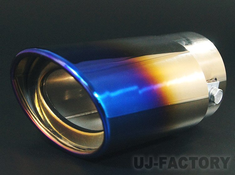 【汎用タイプ】★チタンカラー マフラーカッター(ストレートタイプ)マフラー出口サイズ:φ38mm~φ50mm★スポーティなオーバル形状出口拍卖