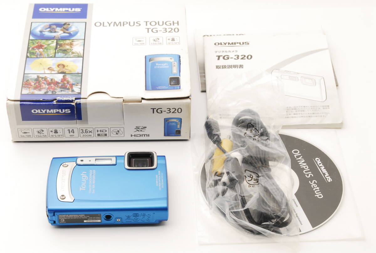 【美品】OLYMPUS TOUGH TG-320 ブルー オリンパスのコンパクトデジタルカメラ コンデジ ★動作確認済み★拍卖