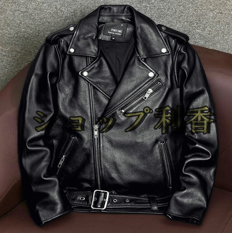 牛革 ライダースジャケット ハーレー 本革 カウハイド 革ジャン レザージャケット アメカジ バイクレザー メンズファッション S~5XL拍卖