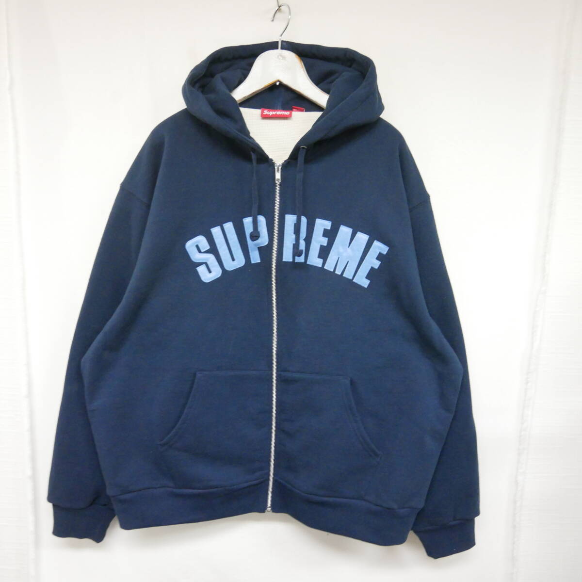 【1円】良好 Supreme 国内正規 25AW 25FW Arc Thermal Lined Zip Up Hooded Sweatshirt アーチロゴ 裏サーマル ジップパーカーNavy 紺 XL拍卖