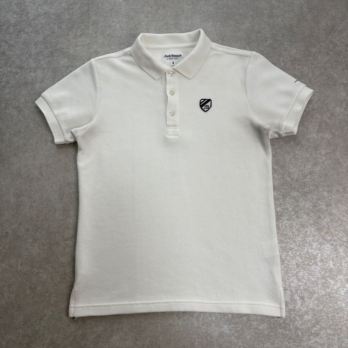 Jack Bunny ジャックバニー 半袖 ポロシャツ ホワイト サイズ3 ワンポイントロゴ拍卖