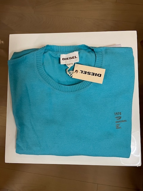未使用!/DIESEL(ディーゼル)/ クルーネックセーター/綿ニット/ペパーミントブルー系拍卖