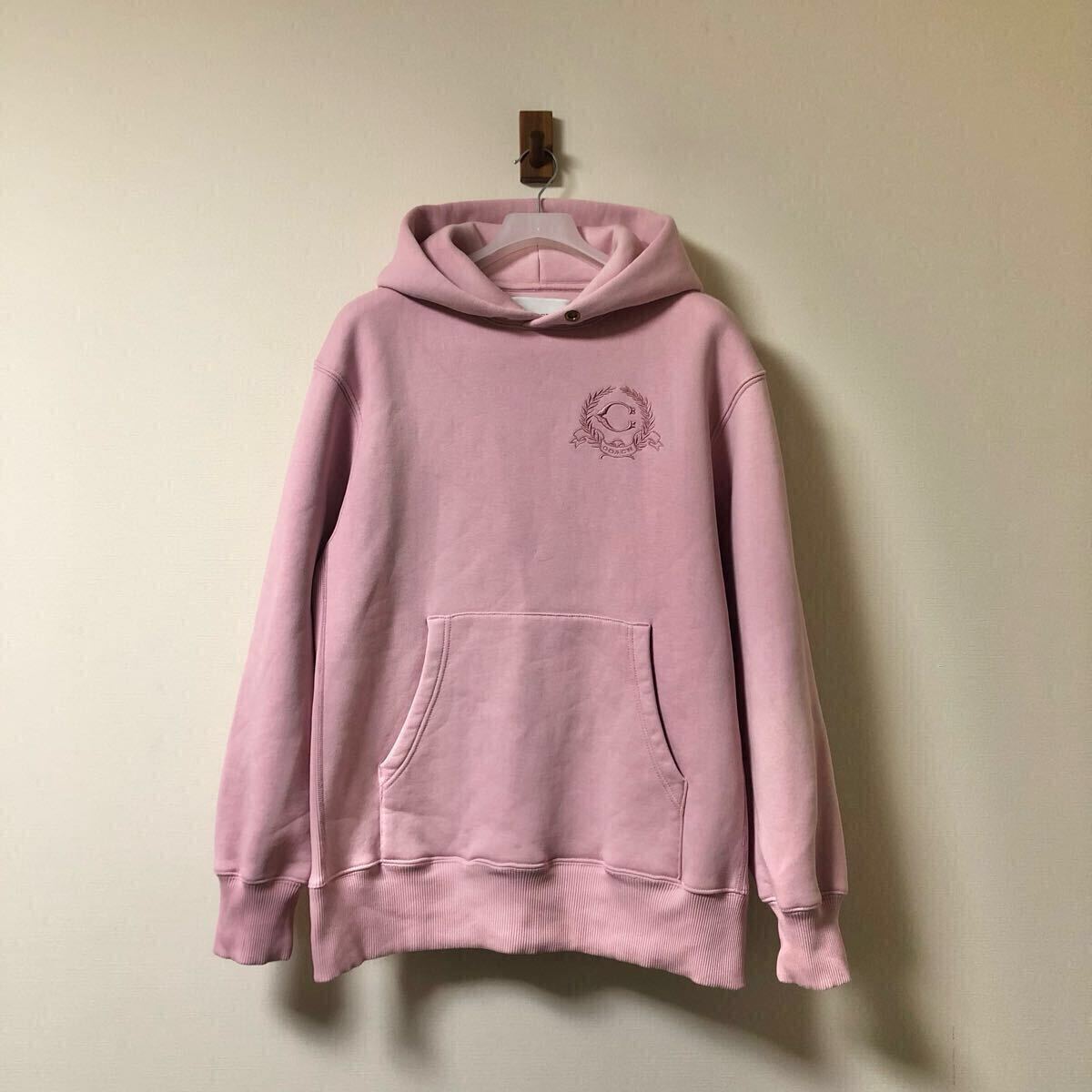 現行完売品 COACH CY364 オーバーサイズド シグネチャー クレスト フーディー ピンク パーカー スウェット ロゴ拍卖