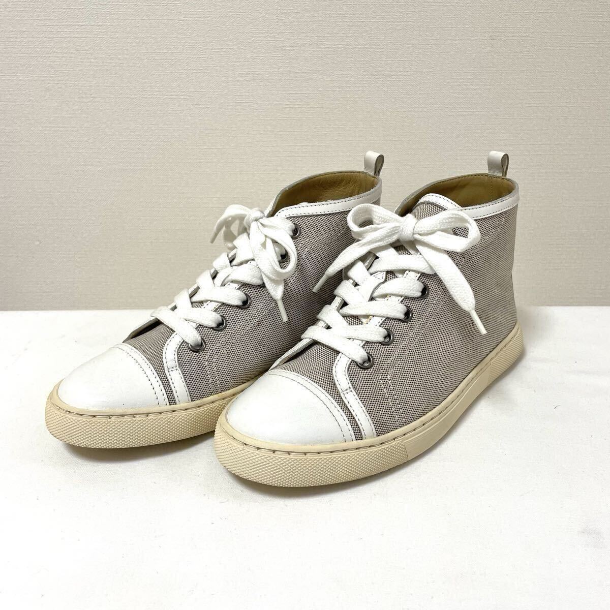 確実正規品 HERMES トワルアッシュ スニーカー ハイカット ファブリック グレー 拍卖