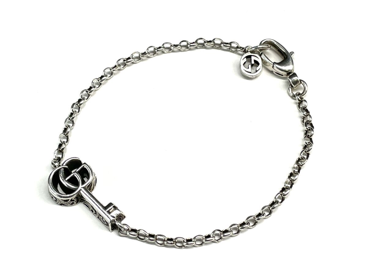 【R595】正規品 美品 GUCCI グッチ ブレスレット GGマーモント キーモチーフ 鍵型 AG925 シルバー 銀製 総重量7.51g サイズ18 磨き済み b拍卖