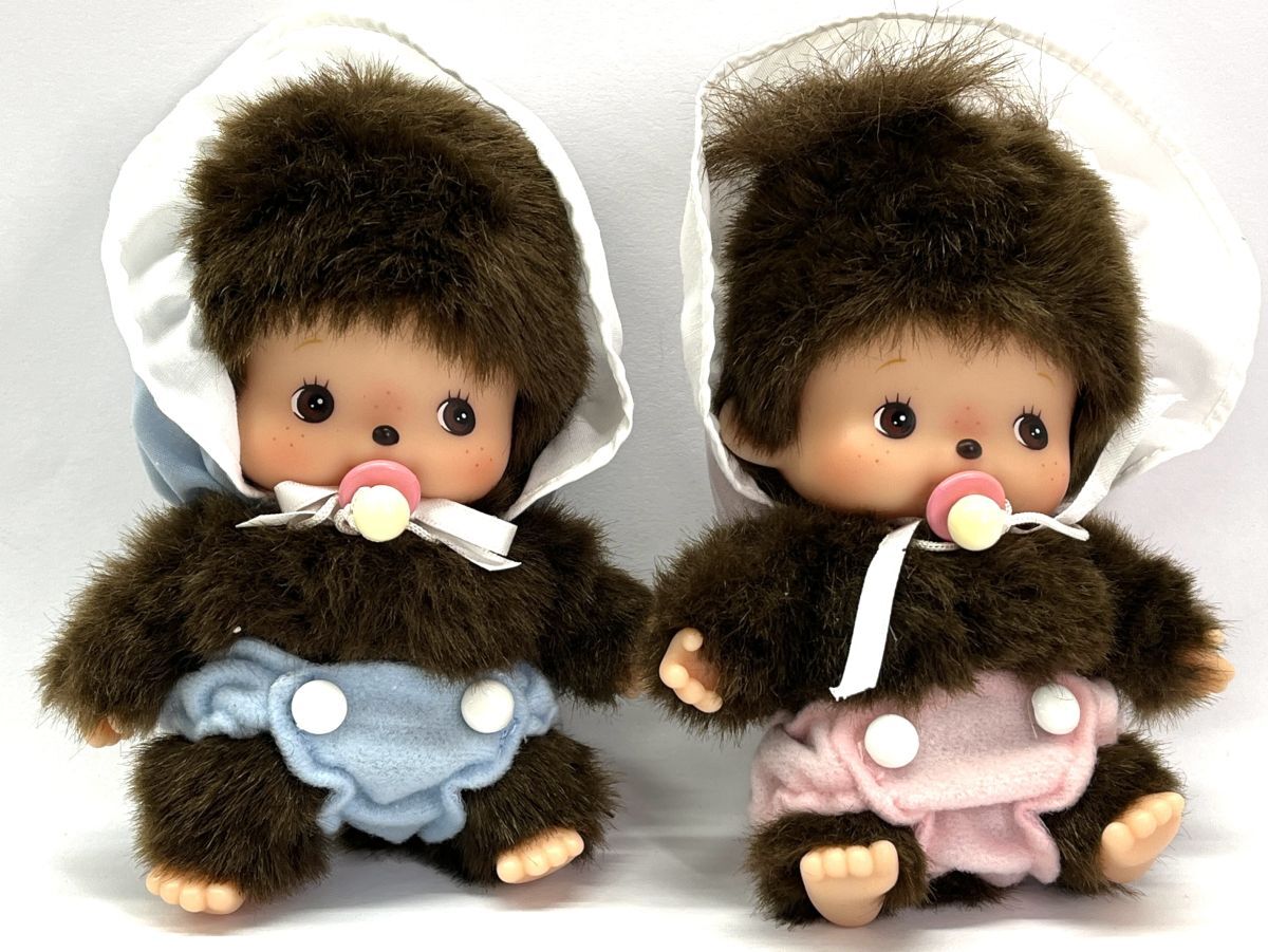 【R539】希少 美品 ベビーチッチ おしゃぶり 男の子/女の子 ペアセット モンチッチ ぬいぐるみ15cm 人形 セキグチ 昭和レトロ 当時物拍卖