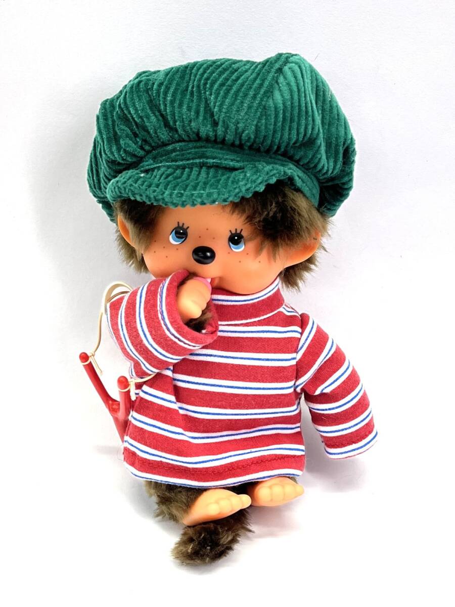 【R544】希少 美品 モンチッチ ぬいぐるみ 約20cm 人形 セキグチ ボーダー 男の子 復刻 帽子 当時物 コレクション もんちっち b拍卖