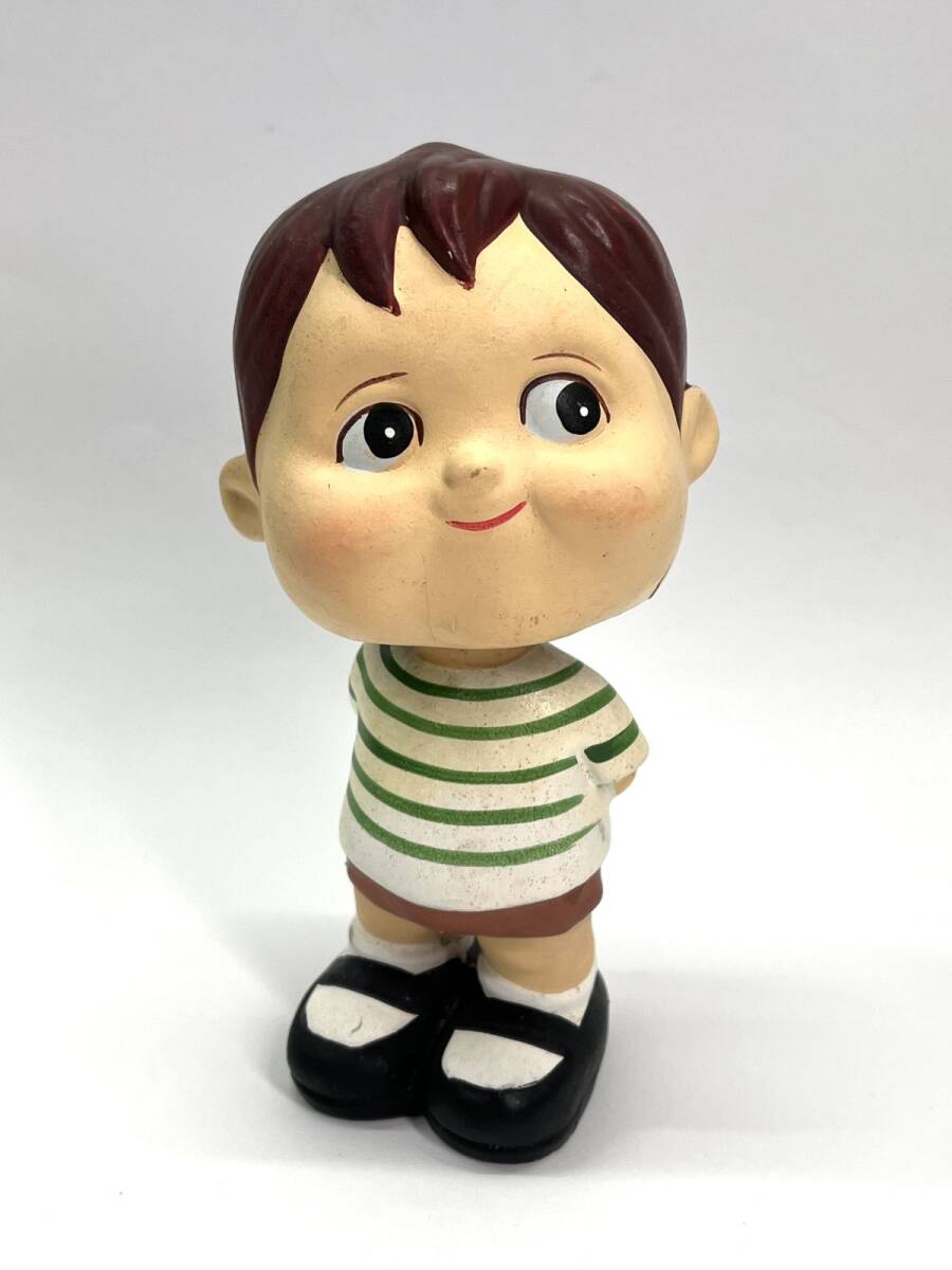 【R628】当時物 青柳ういろう 陶器製 ういろうちゃん 男の子 首振り人形 高さ15cm 置物 昭和レトロ 企業物 マスコット 店頭用 ノベルティ拍卖