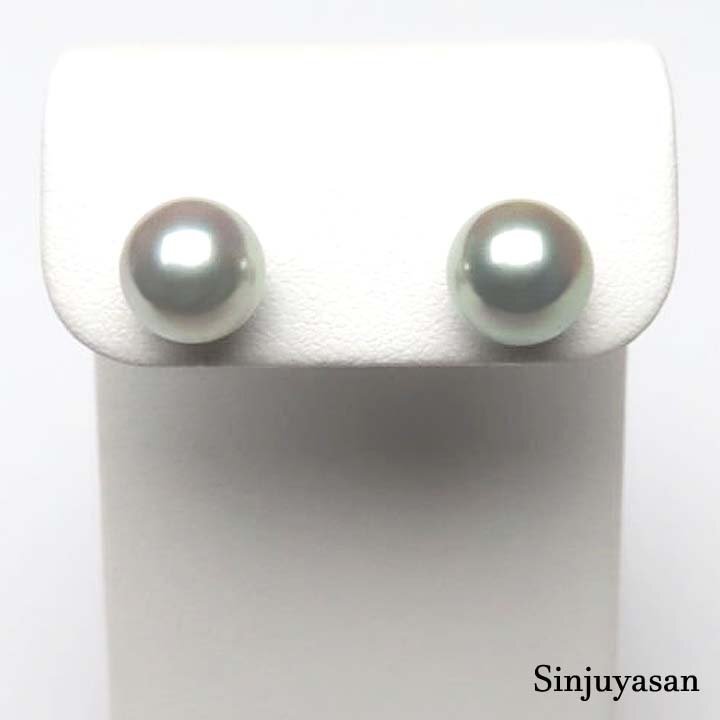 真珠屋さん 冠婚葬祭に【シルバーブルーグレー】最高の色!7.8mm アコヤ真珠 プラチナ Pt900ピアス 伊勢志摩産パール 新品拍卖