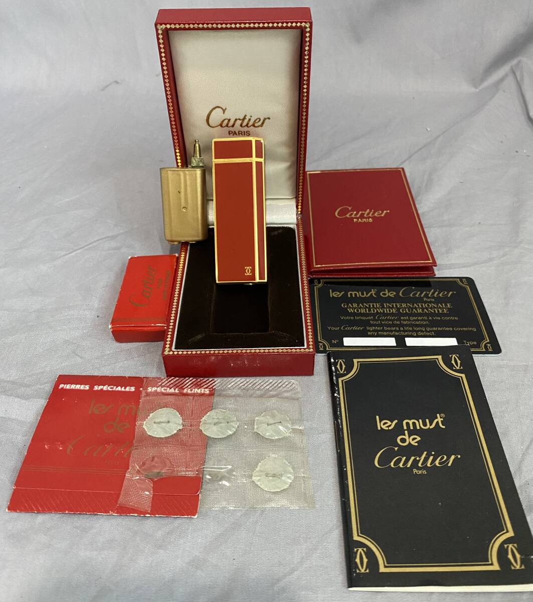 Cartier カルティエ ライター 純正換え石 純正ガス補充ホルダー ギャランティカード付き 1c90273拍卖