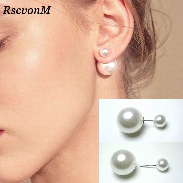 送料無料 ダブルパールピアス パールキャッチピアス 真珠 スタッドピアス ダブルピアス 両耳用 パールピアス 結婚式パーティーフォーマル拍卖