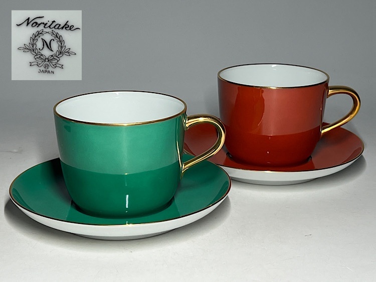 【瑞】Noritake ノリタケ 色蒔 モーニングカップ&ソーサー2客セット拍卖