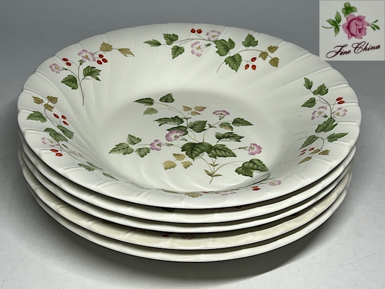 【瑞】Fine China ストロベリー パスタプレート 5枚セット拍卖
