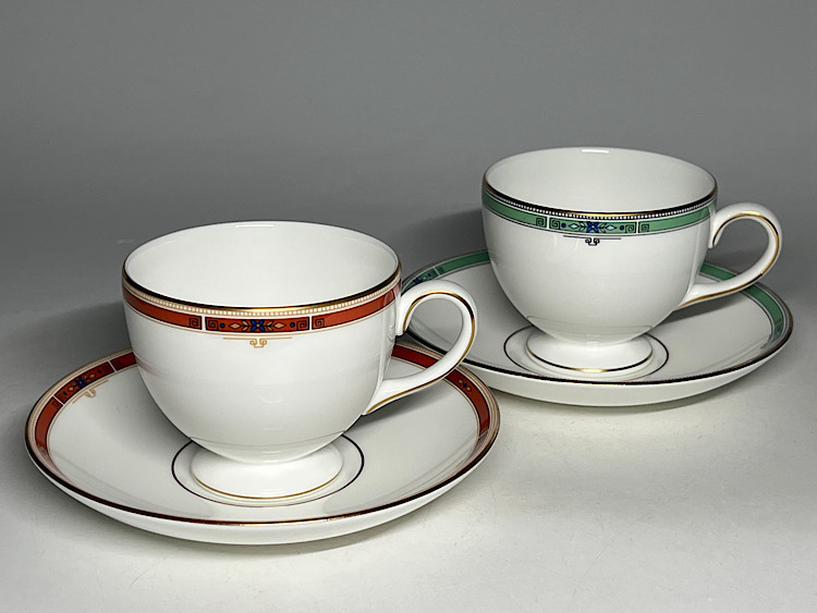 【瑞】ウェッジウッドWEDGWOOD カップ&ソーサー2客セット (JADE COLORADO)拍卖