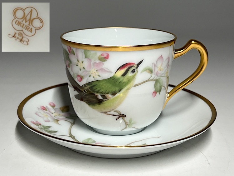 【瑞】大倉陶園 野鳥シリーズ キクイタダキ カップ&ソーサー拍卖