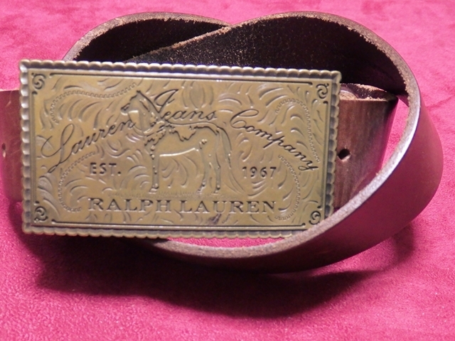 ラルフローレン 焦げ茶 革 トップ式バックル S ベルト Ralph Lauren拍卖