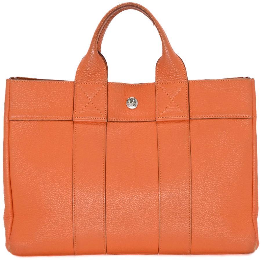 HERMES エルメス フールトゥ PM トートバッグ ミニトート ハンドバッグ オールレザー トゴ オレンジ メンズ レディース #□E拍卖