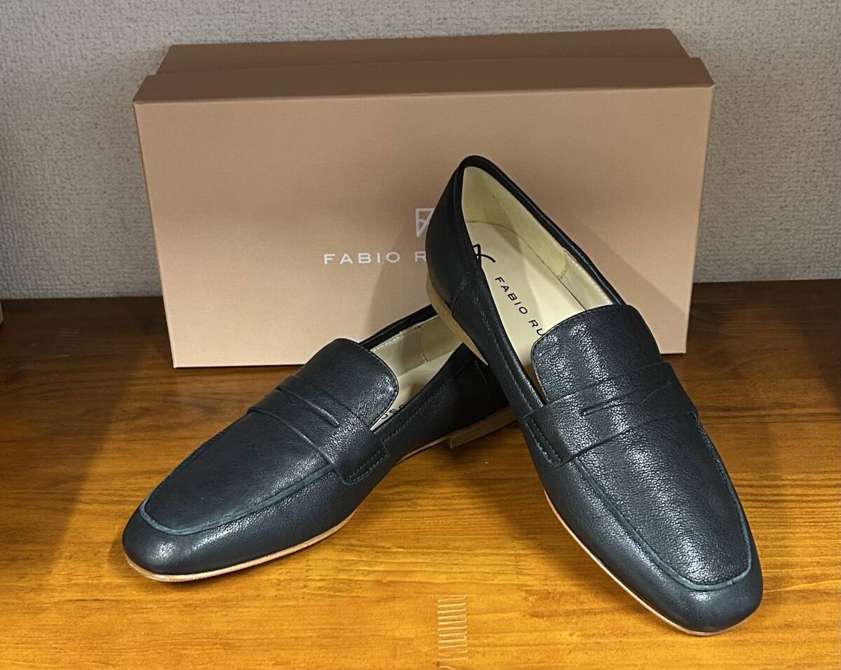 新品☆イタリア製Fabio-Rusconi☆高級ソフト本革製のフラットシューズ☆黒☆23.5㎝拍卖