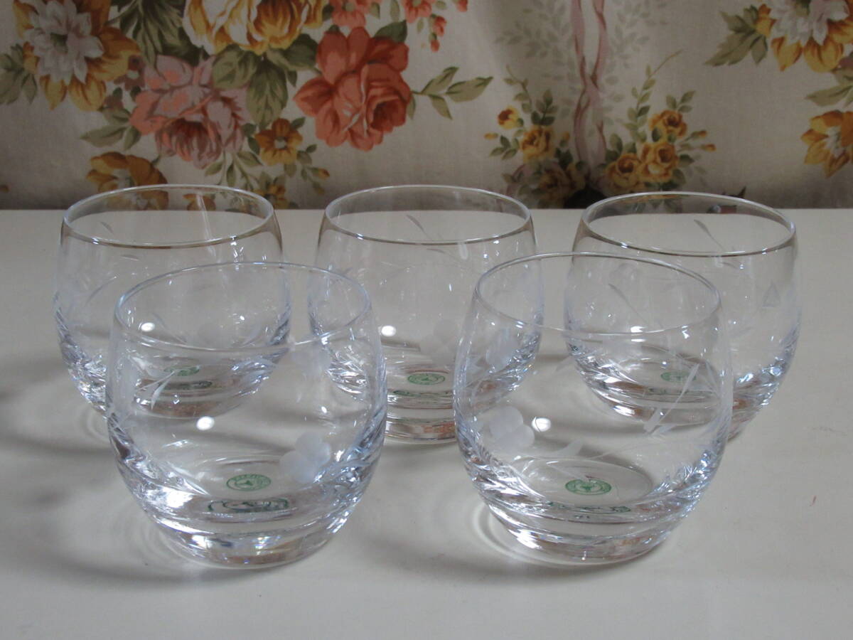 R7 10★北一硝子 タンブラーグラス5客セット ハンドメイドカット 厚底 ガラス工芸 硝子 コップ 冷茶碗 拍卖