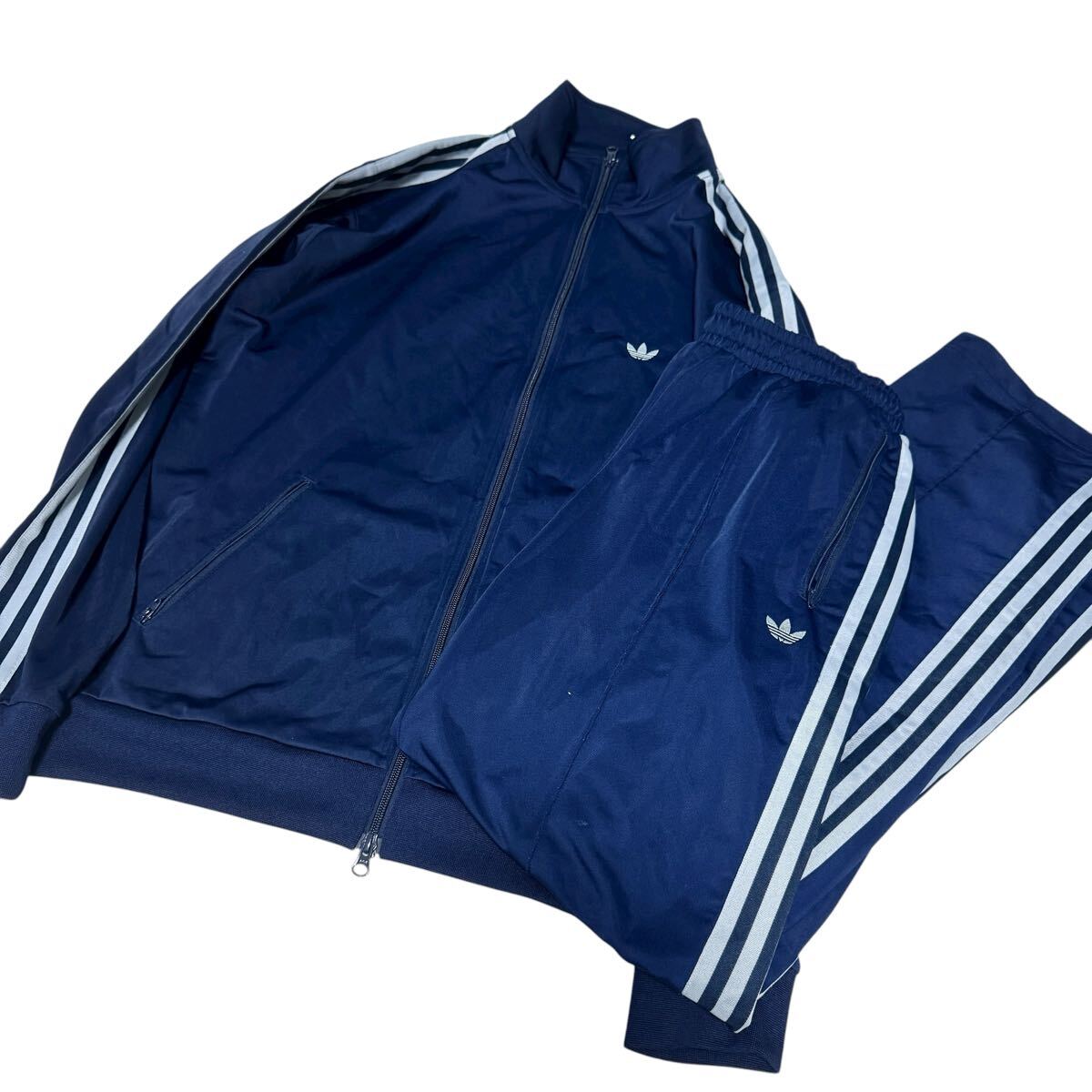 希少 adidas アディダス 常田大希着用 ベッケンバウアー セットアップ ジェンダーニュートラル スリーライン ネイビー ジャージ M拍卖