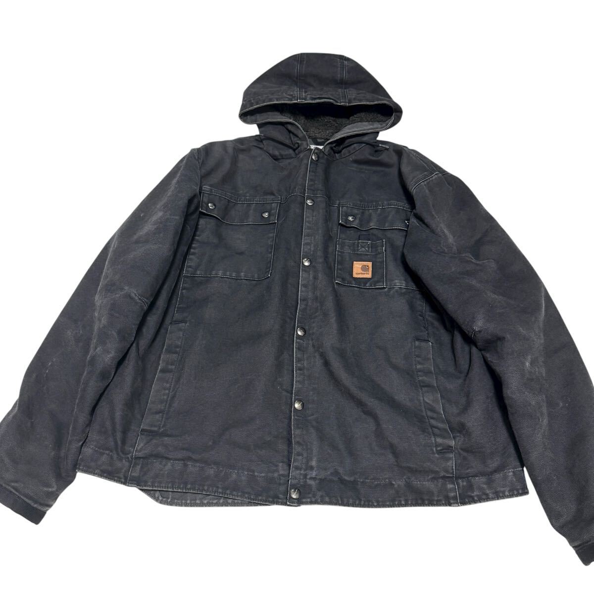 Carhartt カーハート ダックジャケット サンドストーン 裏地ボア ブラック L パーカー ヴィンテージ アクティブパーカー 拍卖