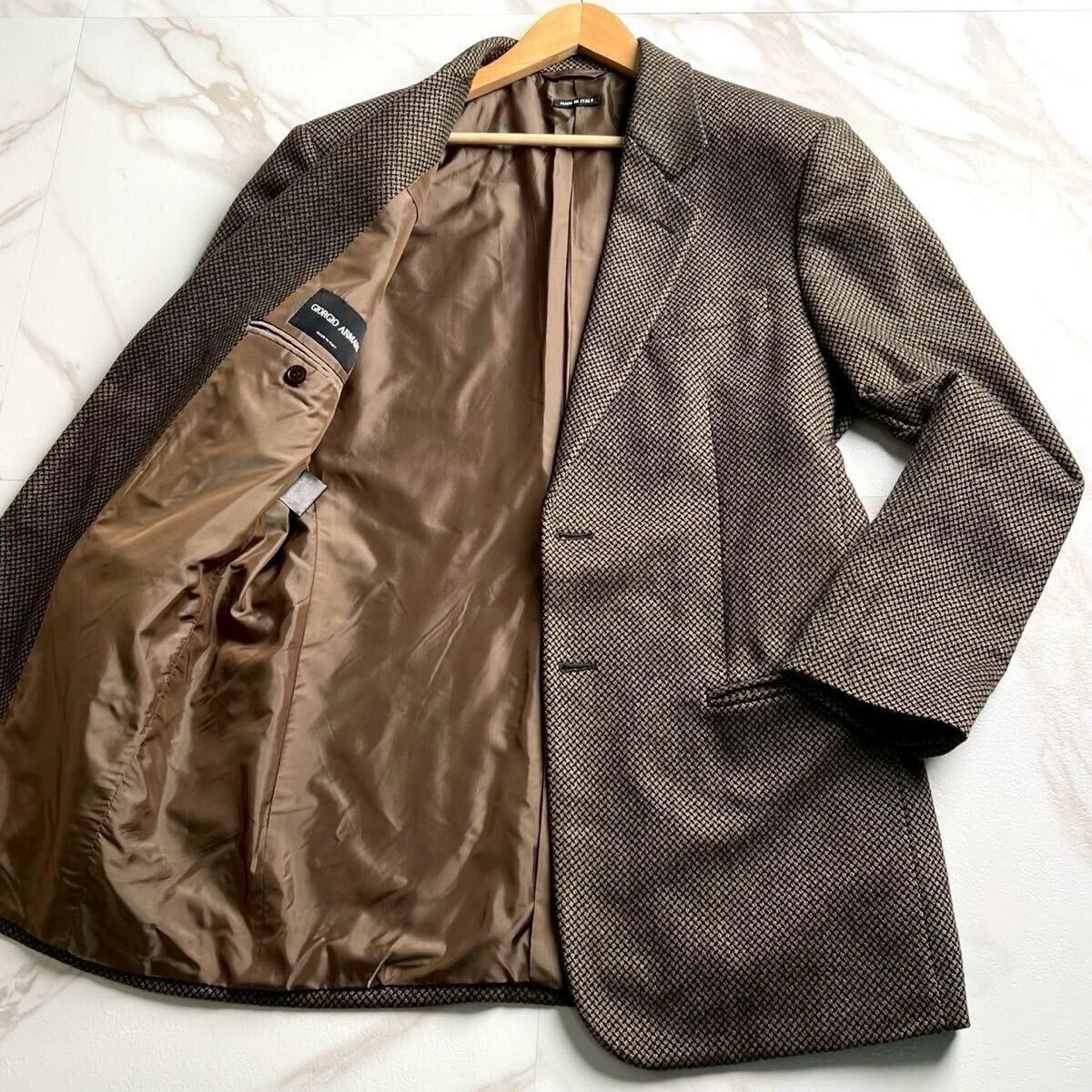 最高峰!!! 極美品!!! GIORGIO ARMANI ジョルジオアルマーニ BORGO21 テーラードジャケット 50サイズ 千鳥格子 カシミヤ100% メンズ L拍卖