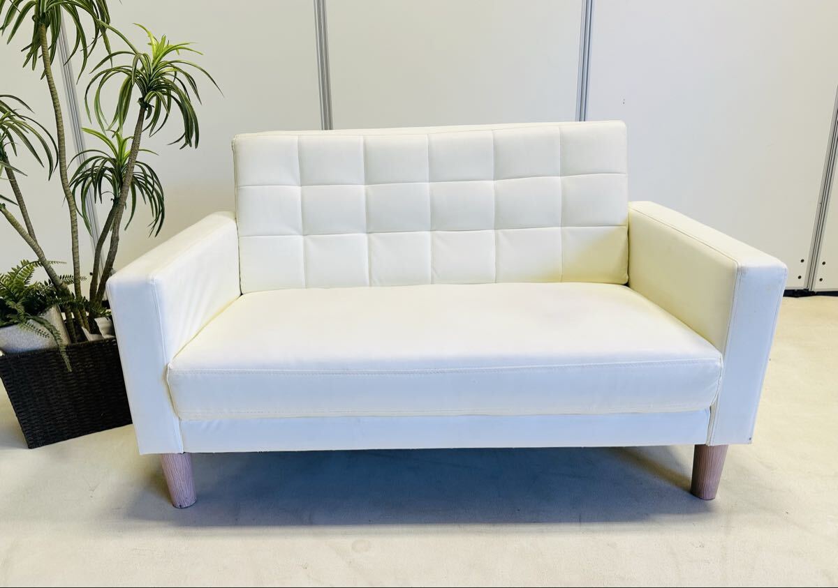 カジュアルソファ2人掛け アイボリー拍卖