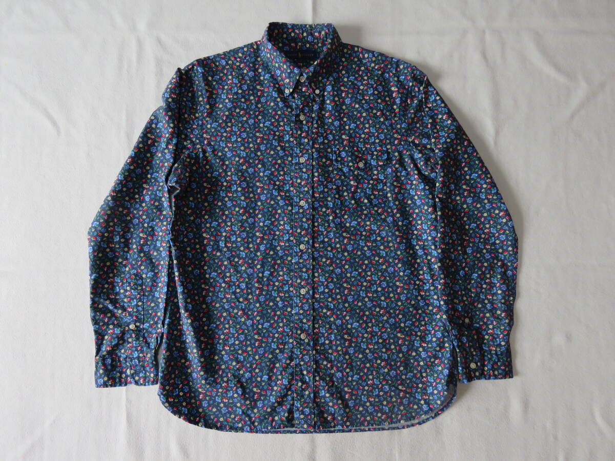 ポロ ラルフローレン オックスフォードシャツ ネイビーベース ロングスリーブ 長袖 花柄 総柄 POLO RALPH LAUREN L拍卖