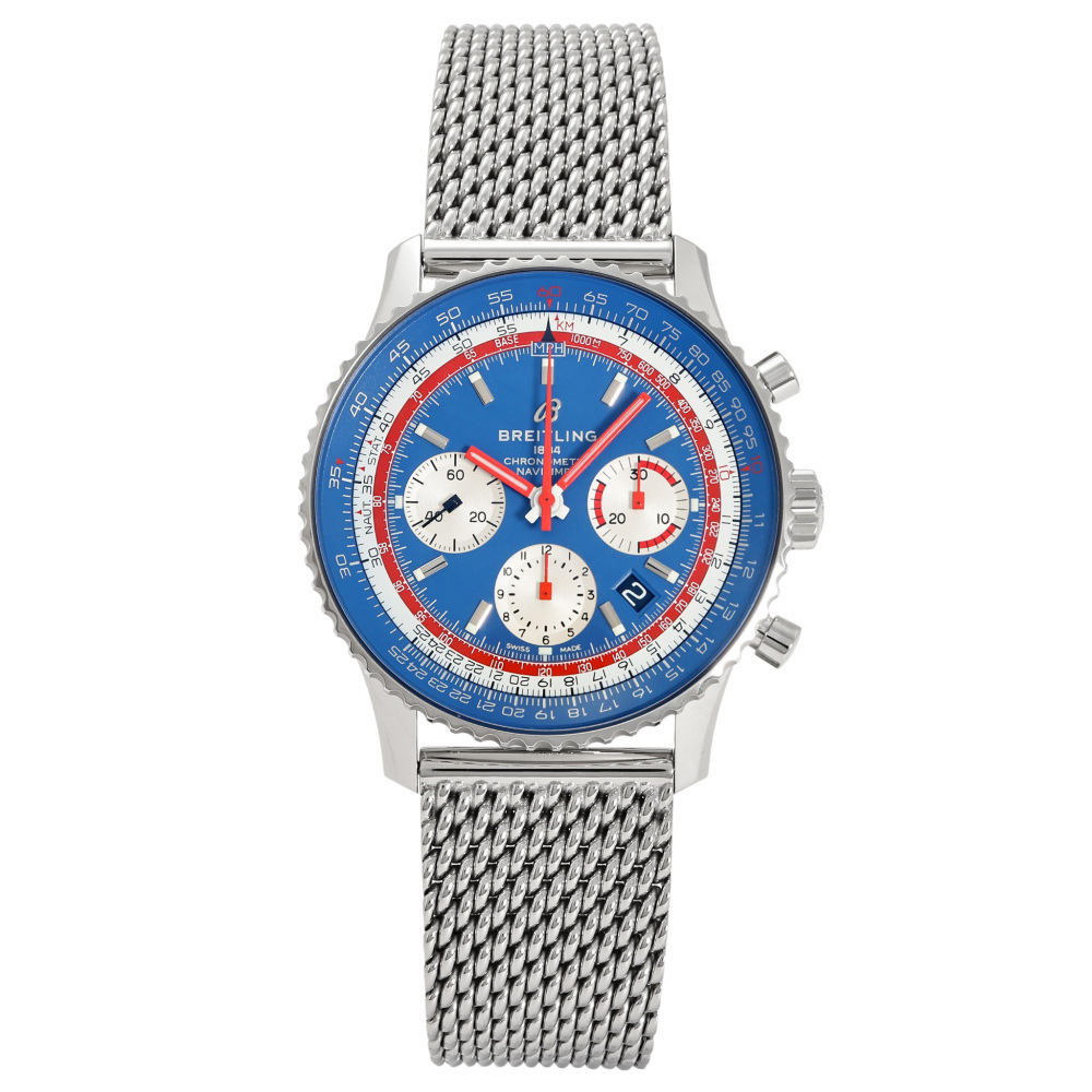 ブライトリング BREITLING ナビタイマー B01 クロノグラフ 43 パンナムエディション AB01212B1C1A1 ブルー文字盤 中古 腕時計 メンズ拍卖