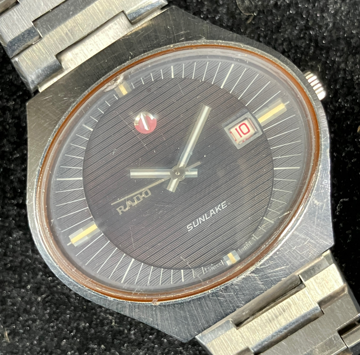 RADO ラドー 633.3132.4 サンレイク オートマチック 腕時計 文字盤黒 SUNLAKE シルバーカラー _JFE_C1016-F021拍卖